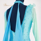 社交ダンス 衣装 スタンダードドレス スタンダード ドレス ワンピース 水色 フロート レース デモ 競技 パーティ 発表会 綺麗 ブルー系 おしゃれ  コスチューム 大人用 フェミニン ストレッチ