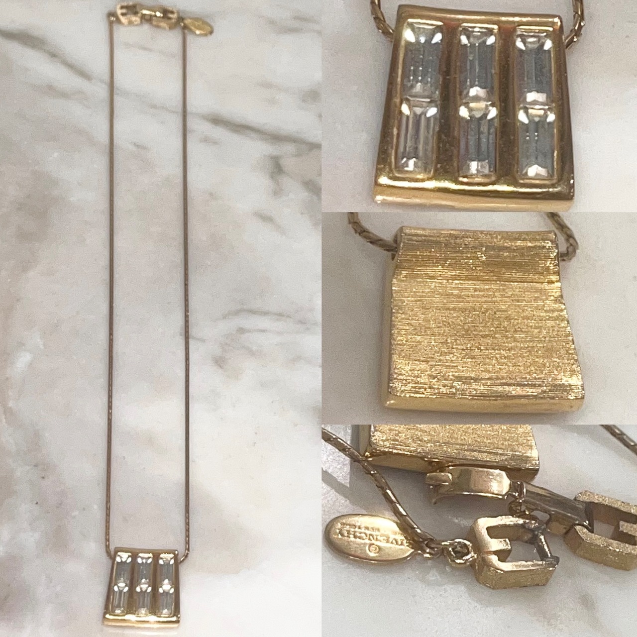 vintage GIVENCHY gold color metal trapezoid necklace