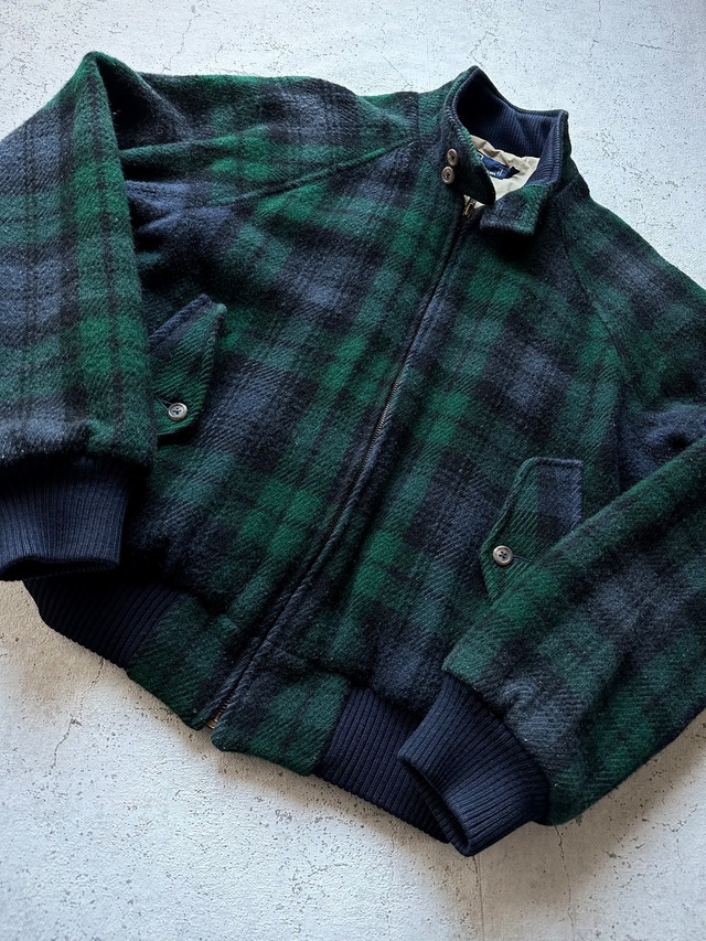 80s-90s RALPH LAUREN / BLACK WATCH WOOL G-9 HARRINGTON JACKET OLD 