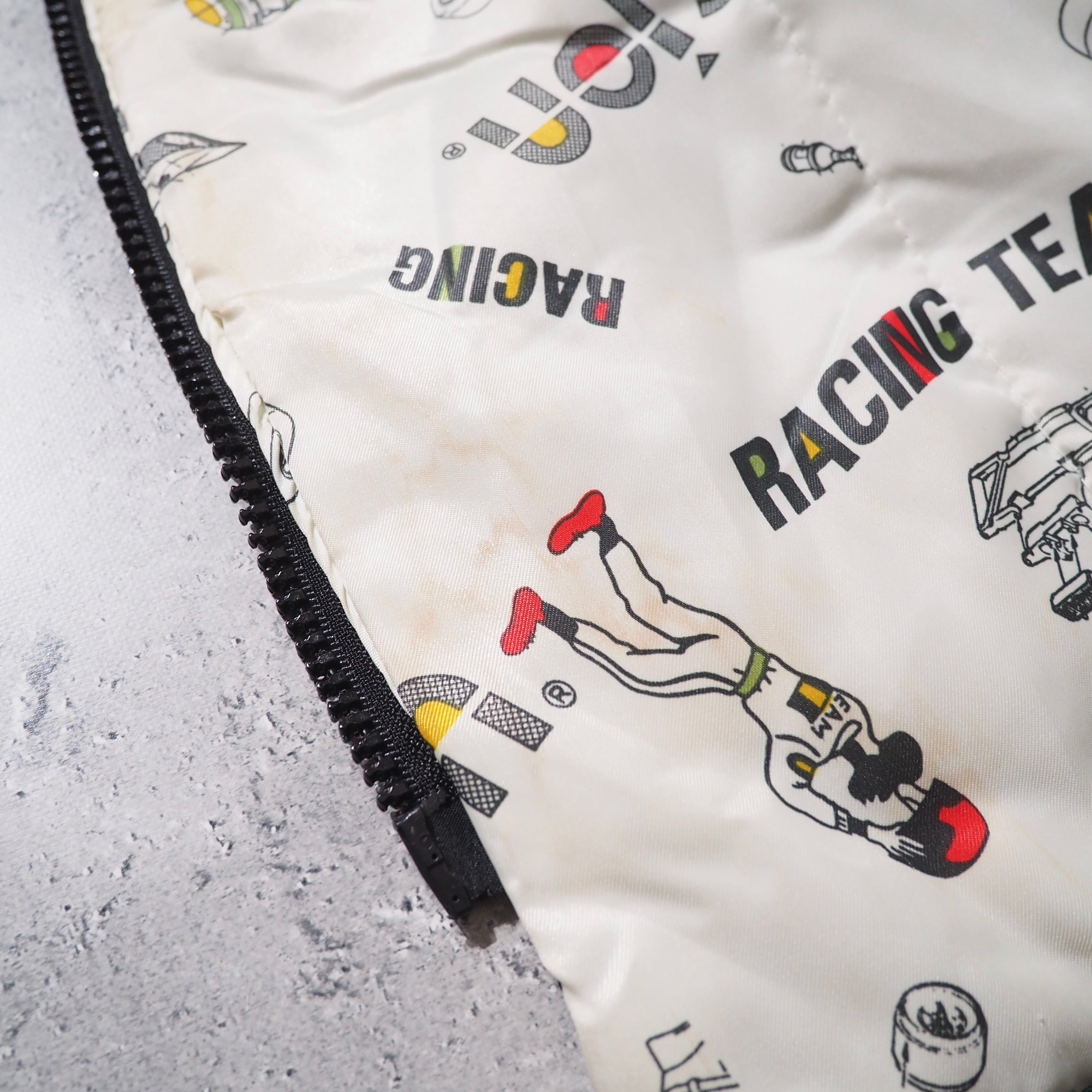 1980 - 90s " INTER FUSION " Beautiful Green × Pop Lining vintage Racing Blouson