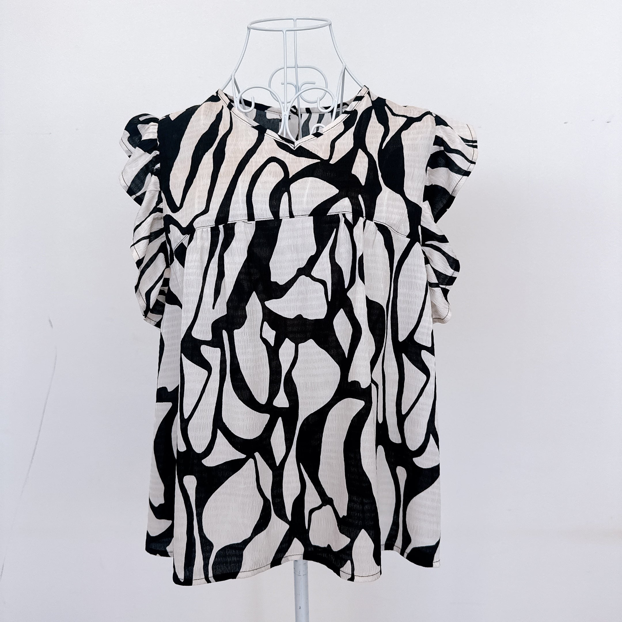 ★店頭受注販売限定★Mia Asterismアートプリント フリルスリーブブラウス【1624605】