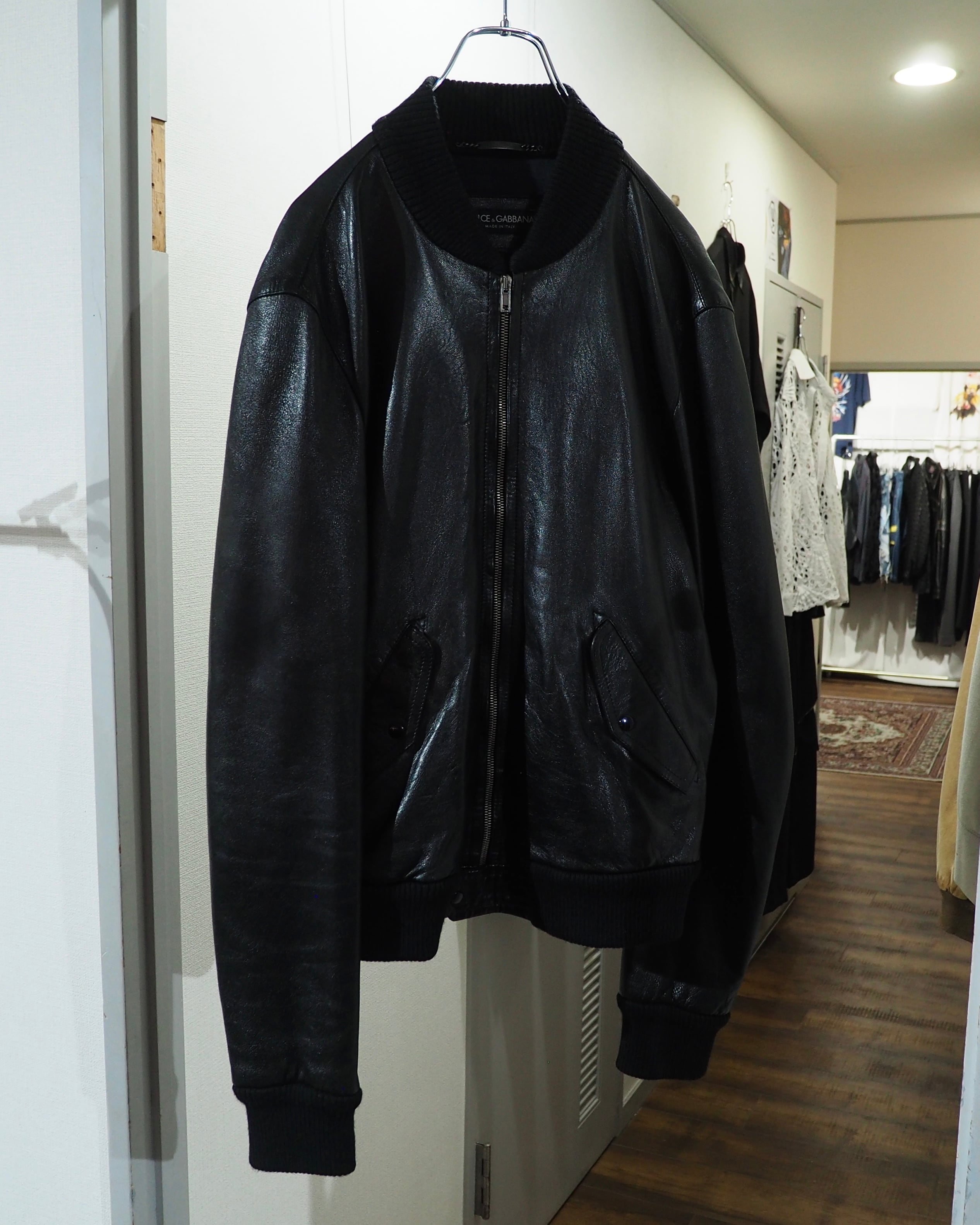 ” Made in Italy - DOLCE&GABBANA ” Special Black Lamb Leather Single Riders Jacket