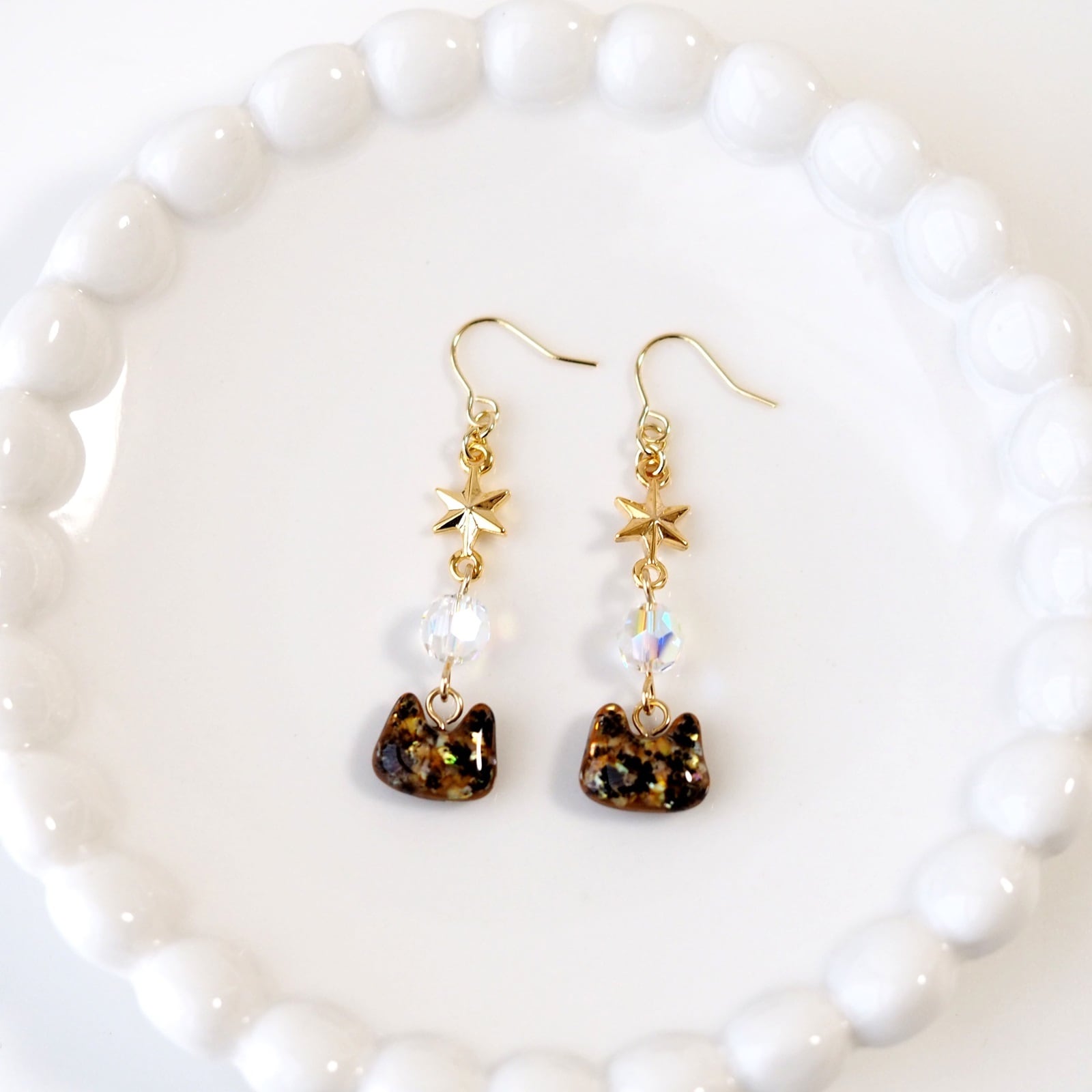 ねこもよう＞サビ猫と星 ピアス/イヤリング | 星猫工房