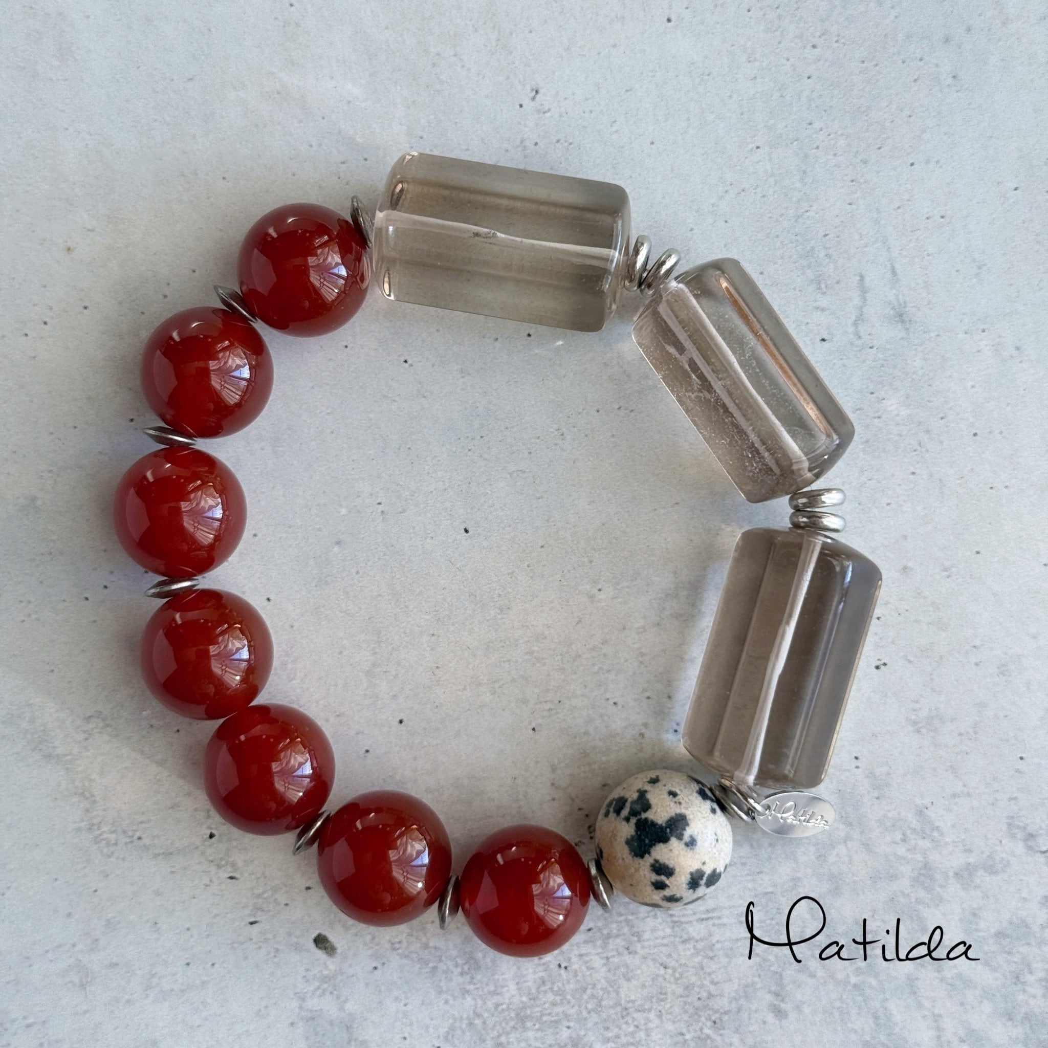 The 'Matilda' bracelet(レッドジェイド×スモーキークォーツ)