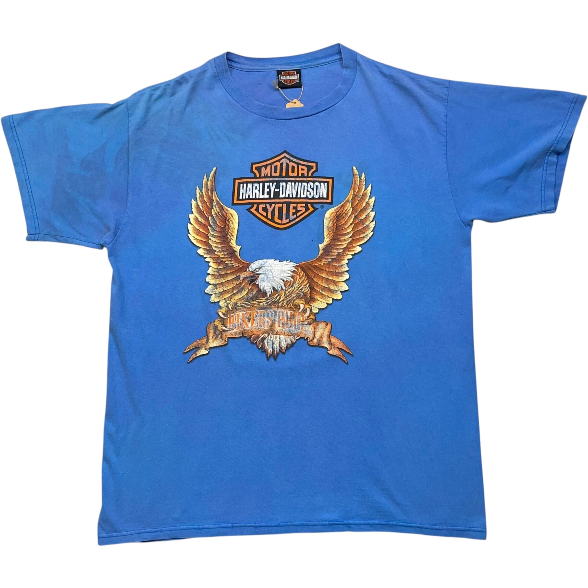 《L》Harley-Davidson ハーレーダビッドソン Tシャツ 両面プリント イーグル ライトブルー no.8555