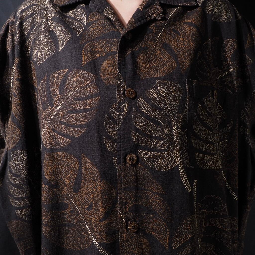 Decadent Fallen leaves full pattern Open collar ss shirt