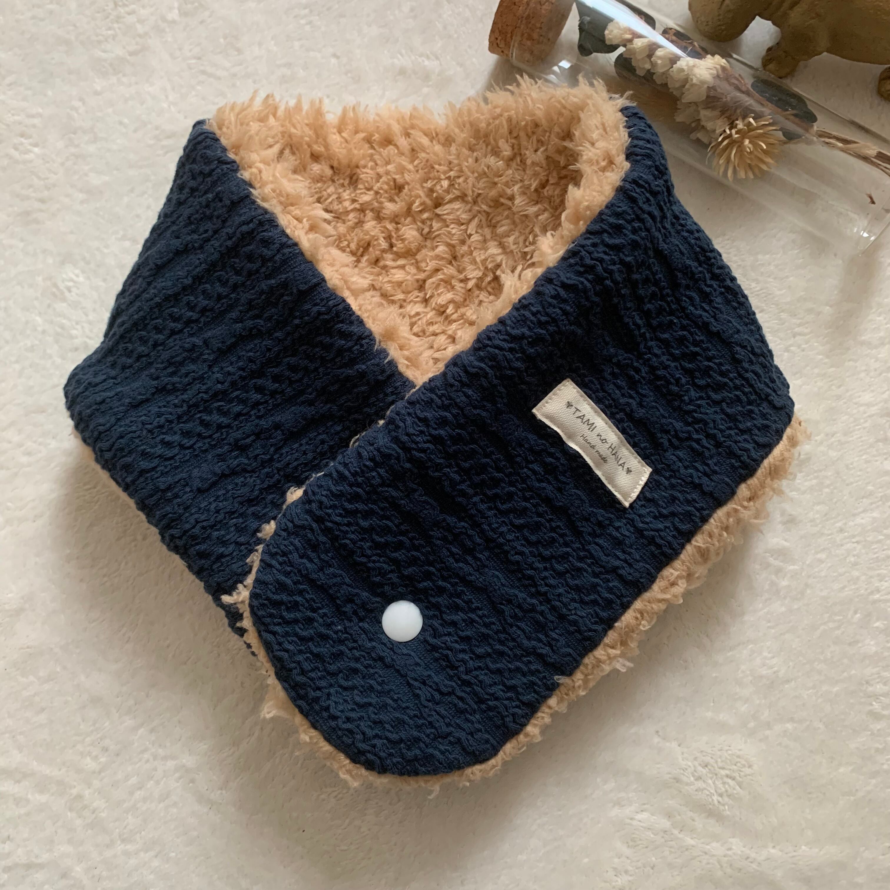ジャガードニット モフモフマフラー『Navy』