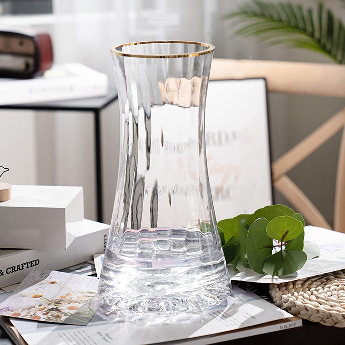 花瓶 ガラス 大きい 高さ40cm ガラス花瓶 透明 大型 円柱型