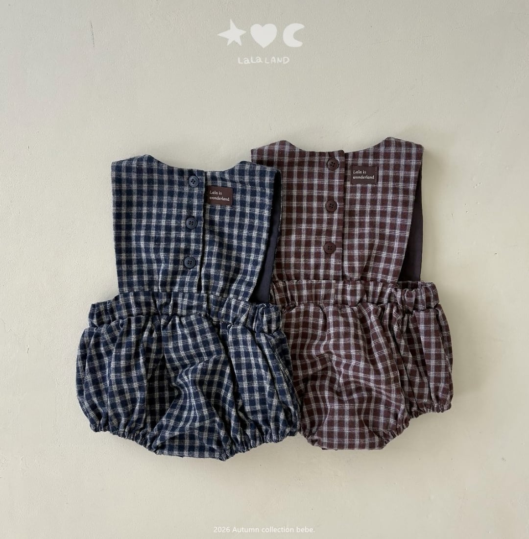 送料無料【予約】/ babyチェックロンパース /lalaland