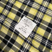 Kinloch Anderson キンロックアンダーソン リネン&コットン チェック柄 半袖シャツ M/メンズ/レナウン/日本製/イエロー×ネイビー×ホワイト