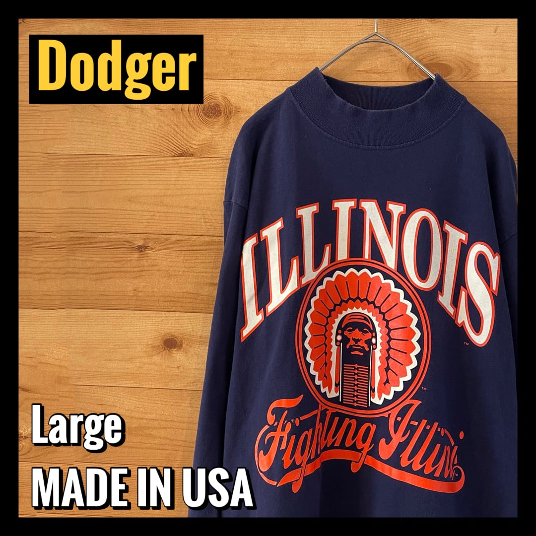 Dodger】90s USA製 カレッジ イリノイ大学 長袖 Tシャツ ロンT