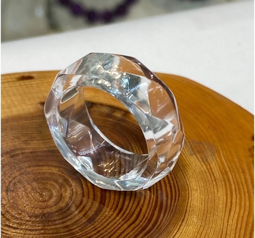 ガネッシュヒマール産ヒマラヤ水晶 くりぬきリング15号 手作り カット