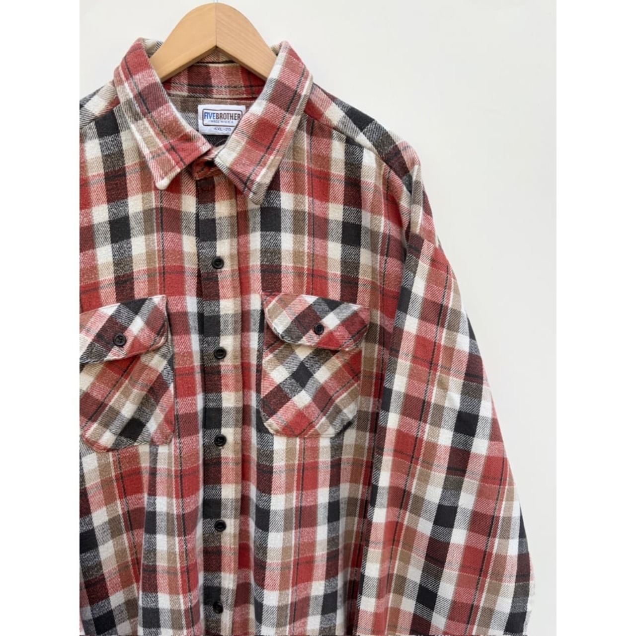 70s FIVE BROTHER FLANNEL SHIRT MADE IN USA  Size 4XL
