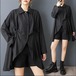 新品 大きいサイズ 春 秋冬 黒 変形 アシンメトリー シャツ チュニック