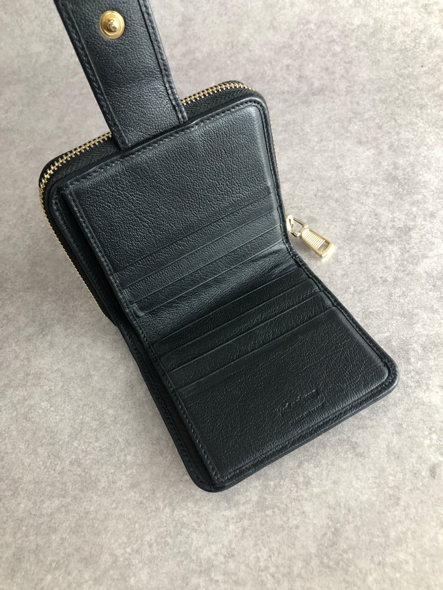 Yves Saint Laurent イヴ・サンローラン 財布 ブラック YSL レザー ２つ折り vintage ヴィンテージ オールド xjddhr