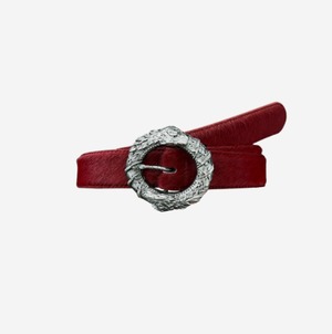 [UNDERMYCAR] 25FW Ouroboros Loop Buckle Calf Hair Leather Belt Red 正規品 韓国ブランド 韓国通販 韓国代行 韓国ファッション アンダーマイカー 日本 店舗