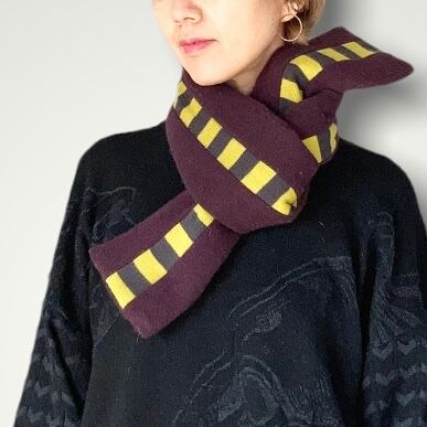 ZOZOTTE / remake cashmere muffler / リメイク カシミアマフラー / バーガンディ