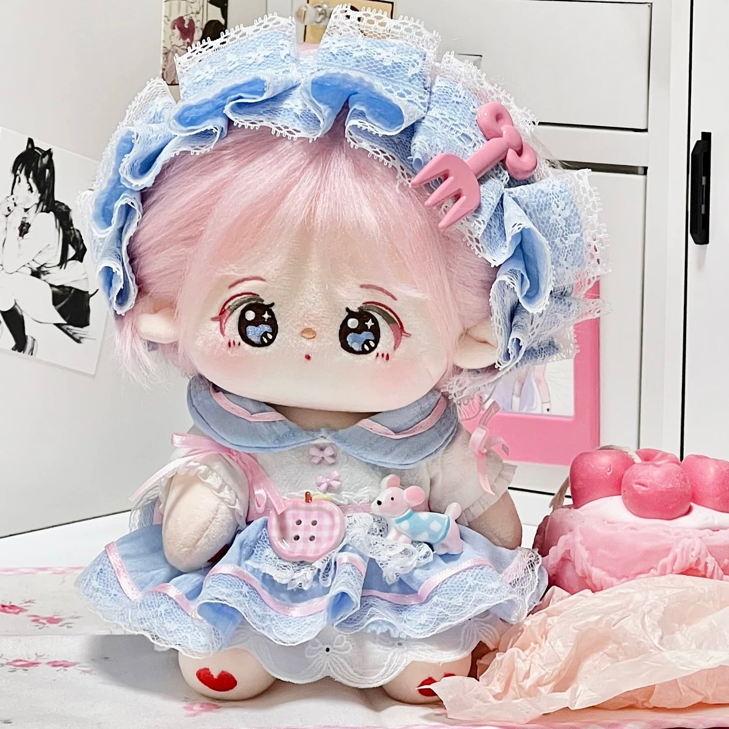 ✿10cm✿クマレインコート ぬいぐるみ服 ぬい用透明マントふわふわ