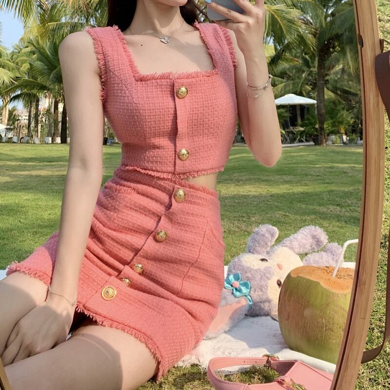 スプリングサマーツィードショートスタイルスカート レディース 春物 夏物 ドラファッションホール35052299436