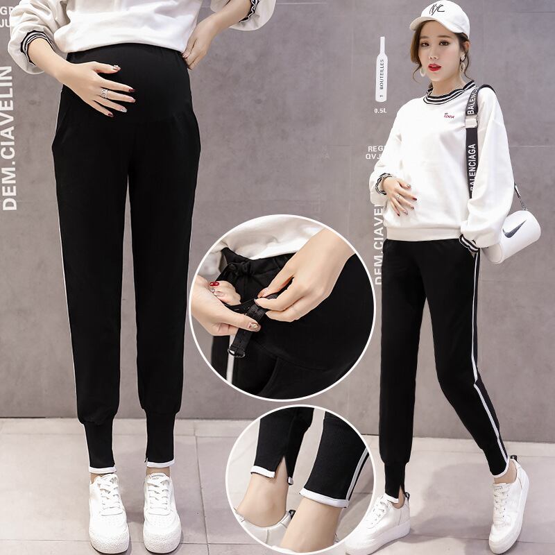 【新作】【送料無料】 マタニティウェア2020秋と冬の新しいサイドリブカジュアルスポーツパンツ、トレンディな母親は妊娠中の腹ハーレムパンツを着用-アリババ オータム 秋物 ウィンター 冬物 expec294547644183