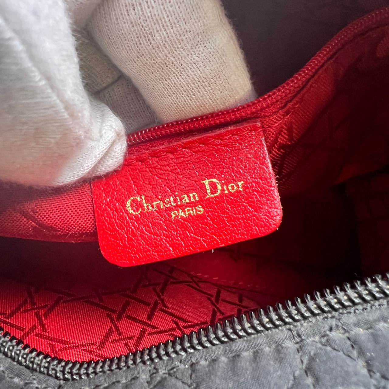DIOR ディオール カナージュ キャンバス ハンドバッグ 黒 A-13760