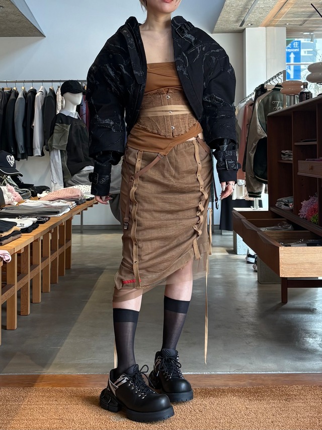 【26SS】MUKCYEN ムッシャン / レイヤードチュールガーゼスカート / layered tulle gauze skirt