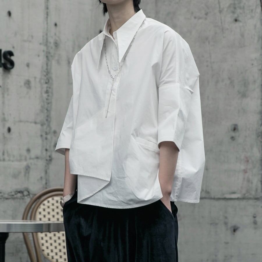 〈Unisex〉Wrap Nichi Irregular Shirt【TR1422】