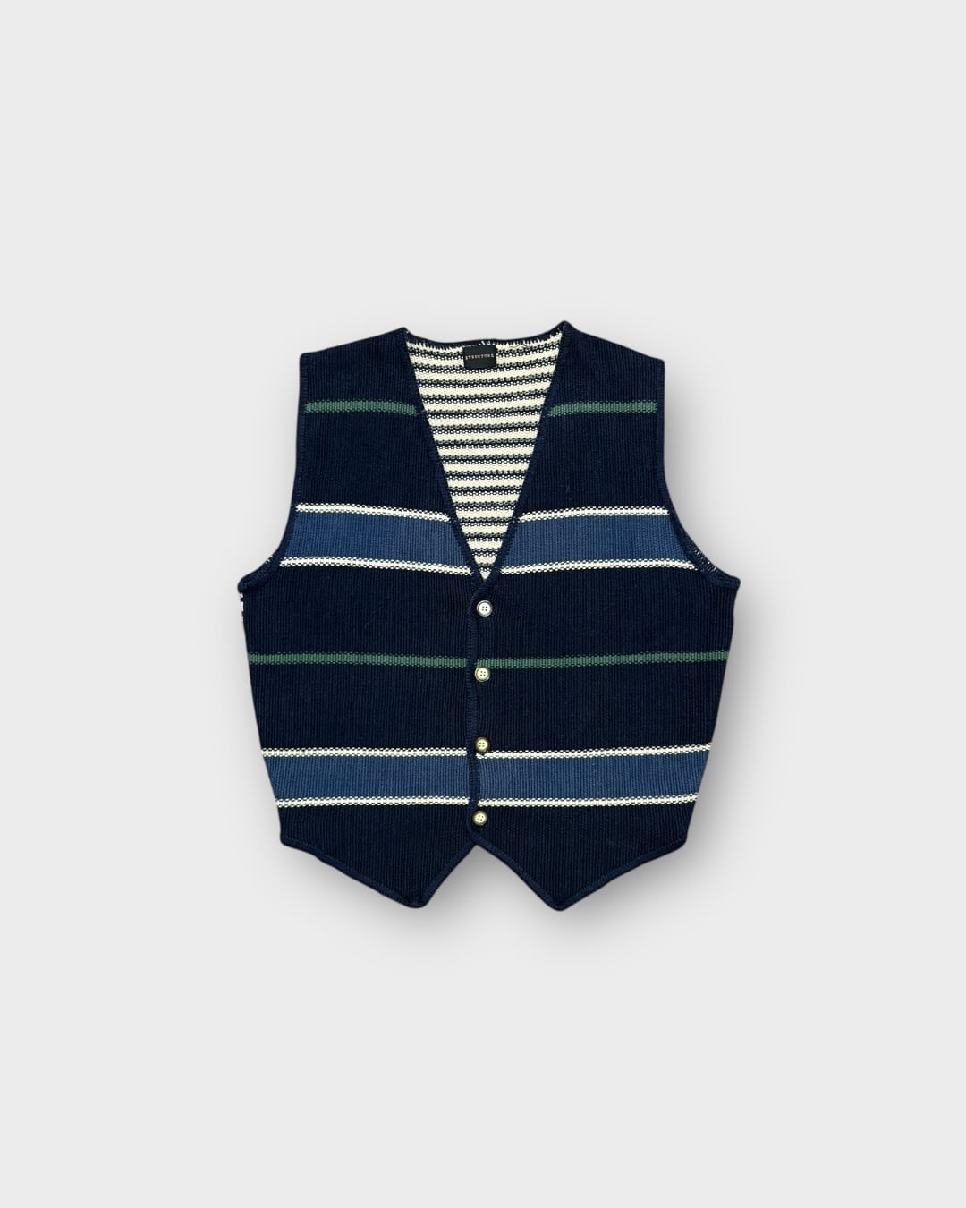 【Used】2000’s “Structure” Border Knit Vest