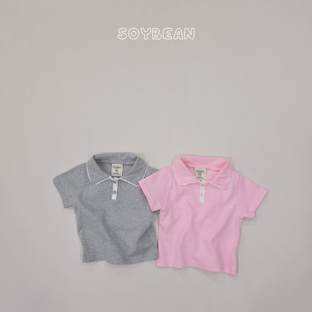 【取寄】soybean｜collar lace short sleeve tee｜襟レース半袖T｜XS-XL｜kids｜26 summer