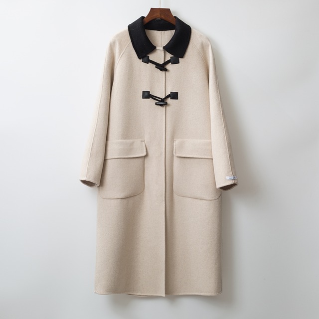 horn button bi-color coat 【2023010101】