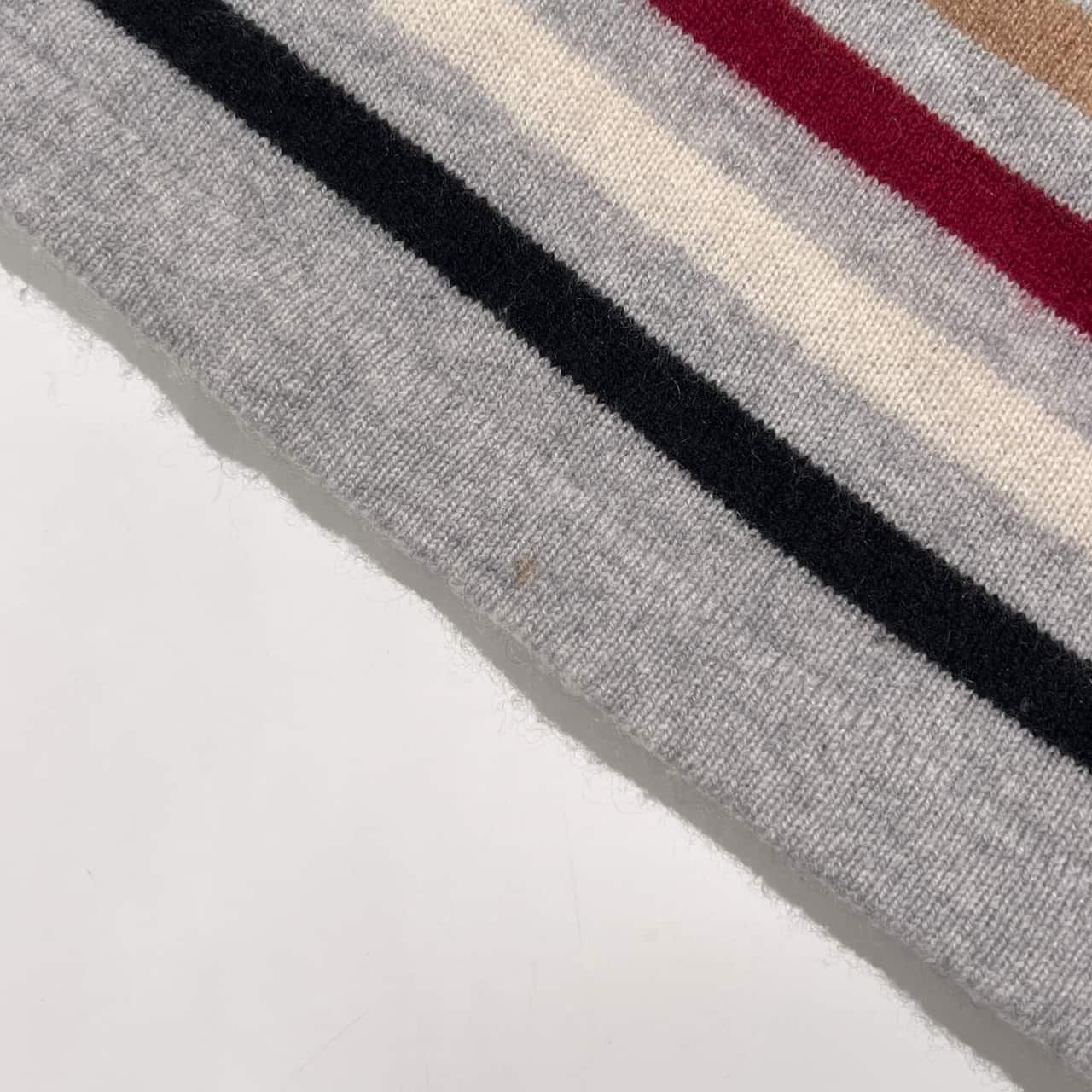 カシミヤ100% Donnez-Moi ドネモア マルチボーダー タートルネック ニット セーター M /グレー系 レディース