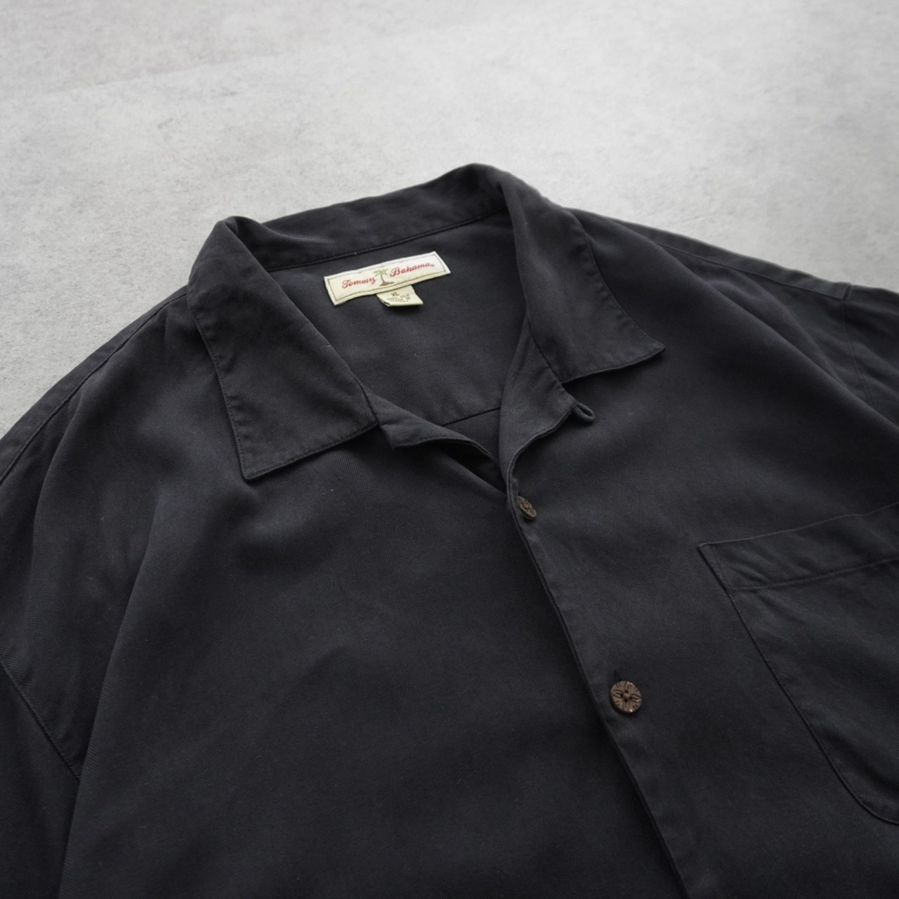 Tommy Bahama Silk open-collar shirt black [XL] 古着 - 3