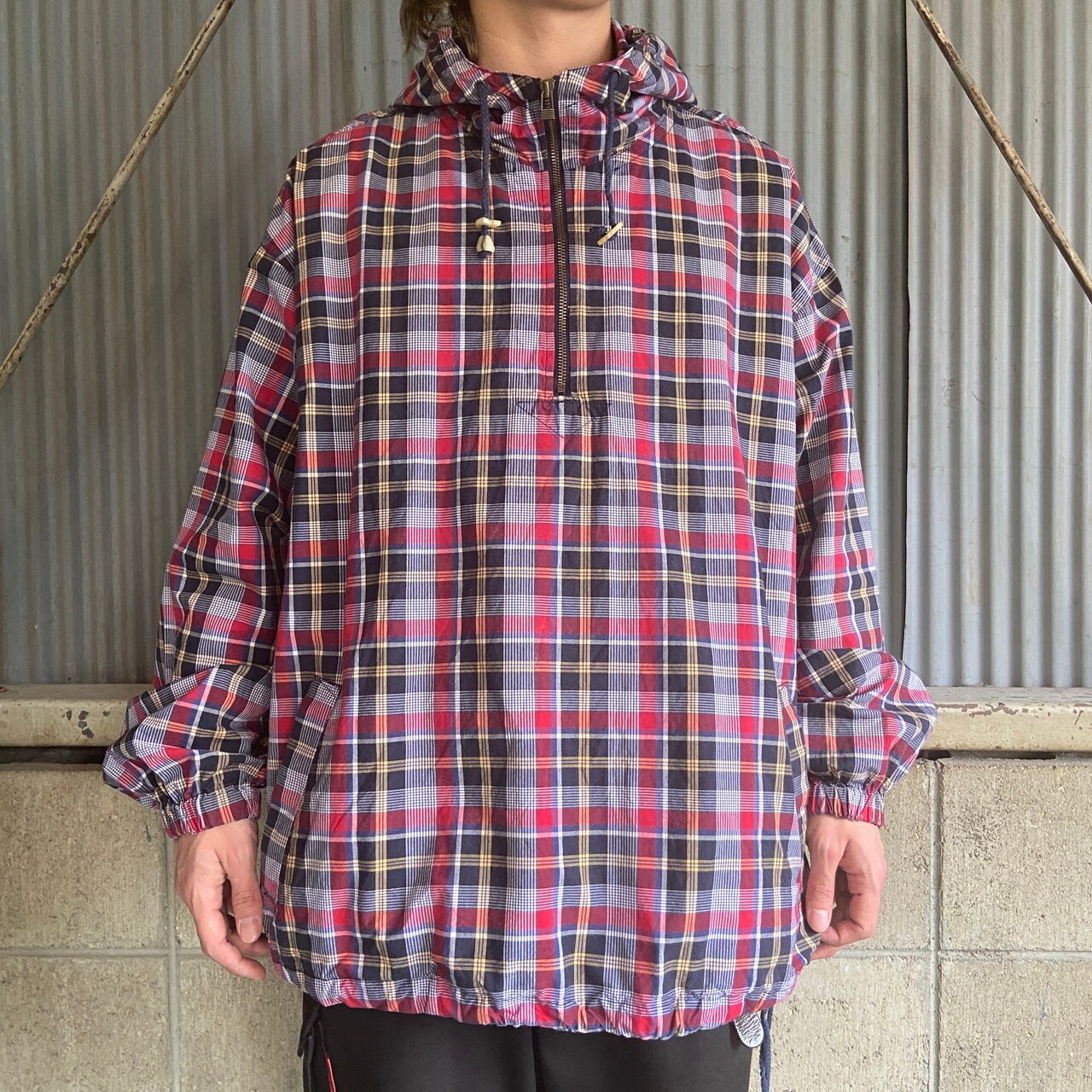 90年代〜00年代 Eddie Bauer エディーバウアー チェック ハーフジップ 