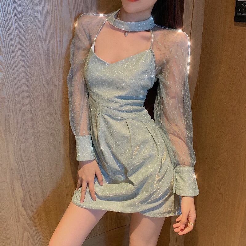 ショートドレス スリムスカート ハンチェンe55981228817