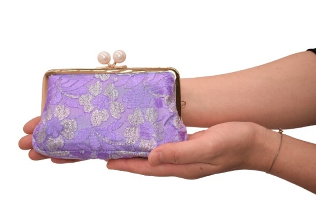 [JERI MARL] がま口 財布 レース (ピンク) 工房 手作り 日本製 エコパッケージ MX-0033-251