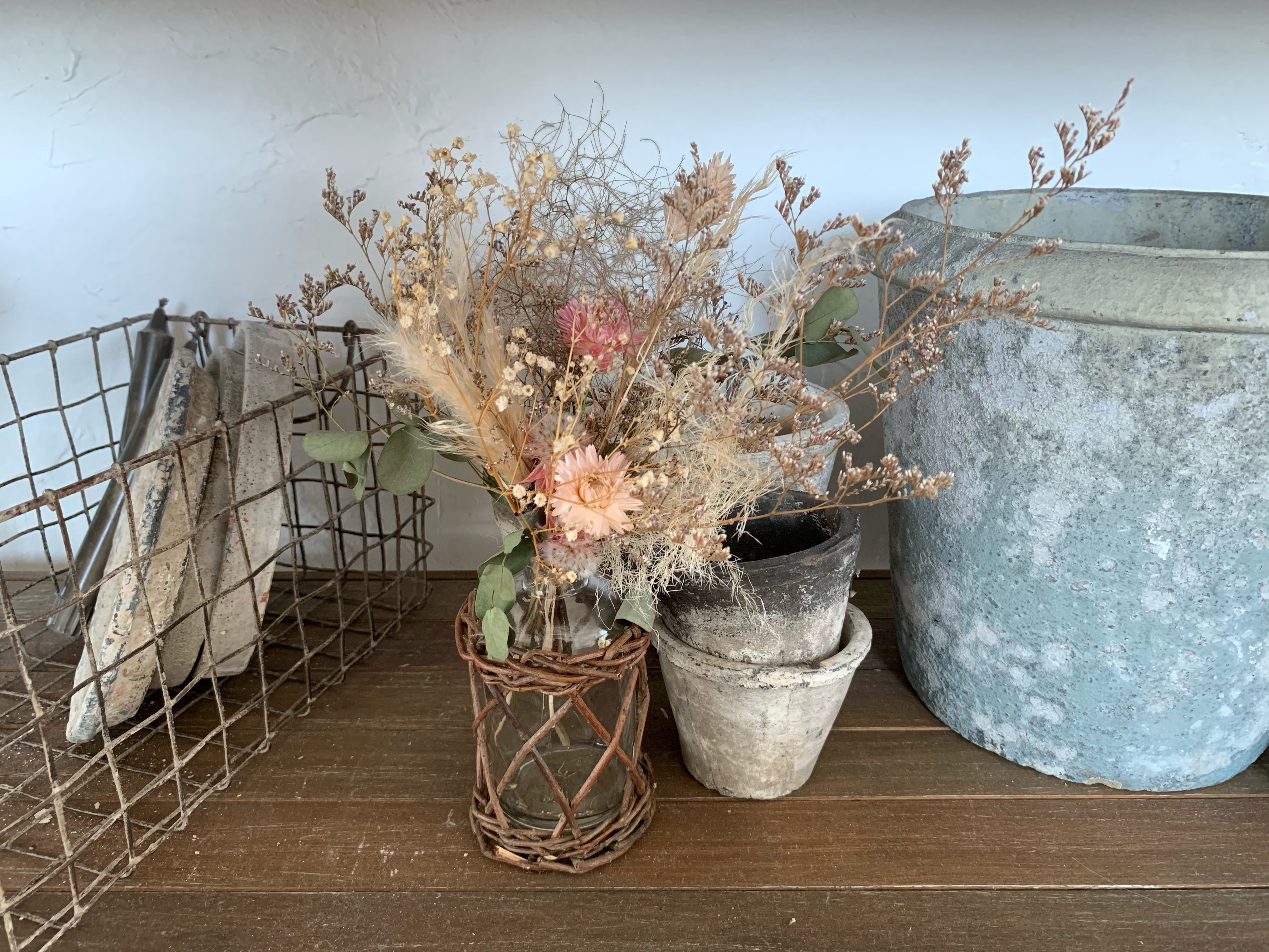 ドライブーケ カゴ瓶付き