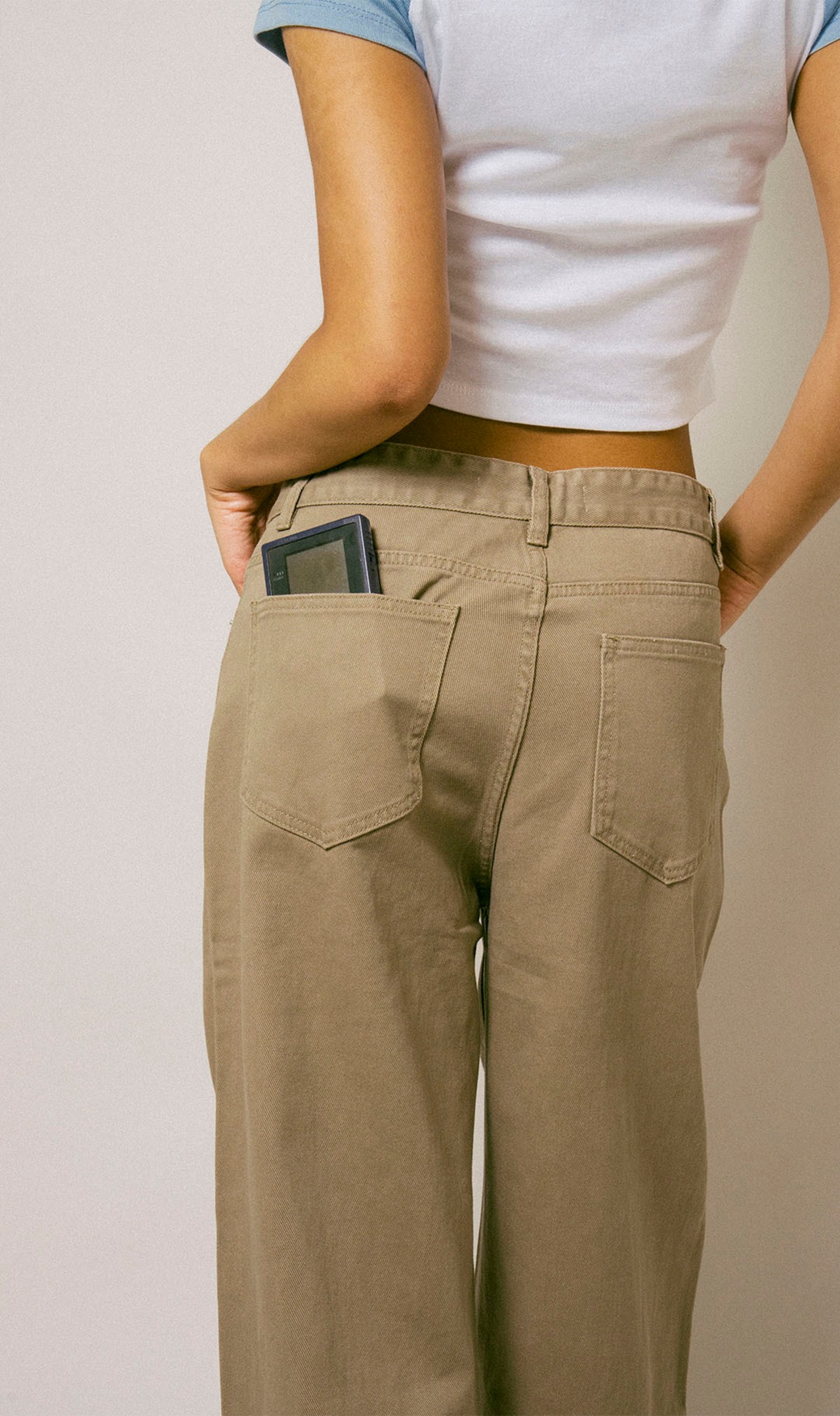 P Logo Denim Chino Pants / NATURAL - 4