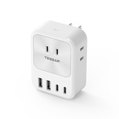 usb コンセント type-c タップ TESSAN 電源タップ USB C充電器 たこあしコンセント 3個AC口 2個タイプA 2個タイプＣタコ足配線 マルチタップ 雷ガード付 小型軽量 日本国内でのみ使用可能