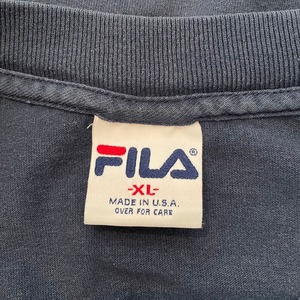 【FILA】USA製 Tシャツ ワンポイント 刺繍ロゴ XL オーバーサイズ US古着