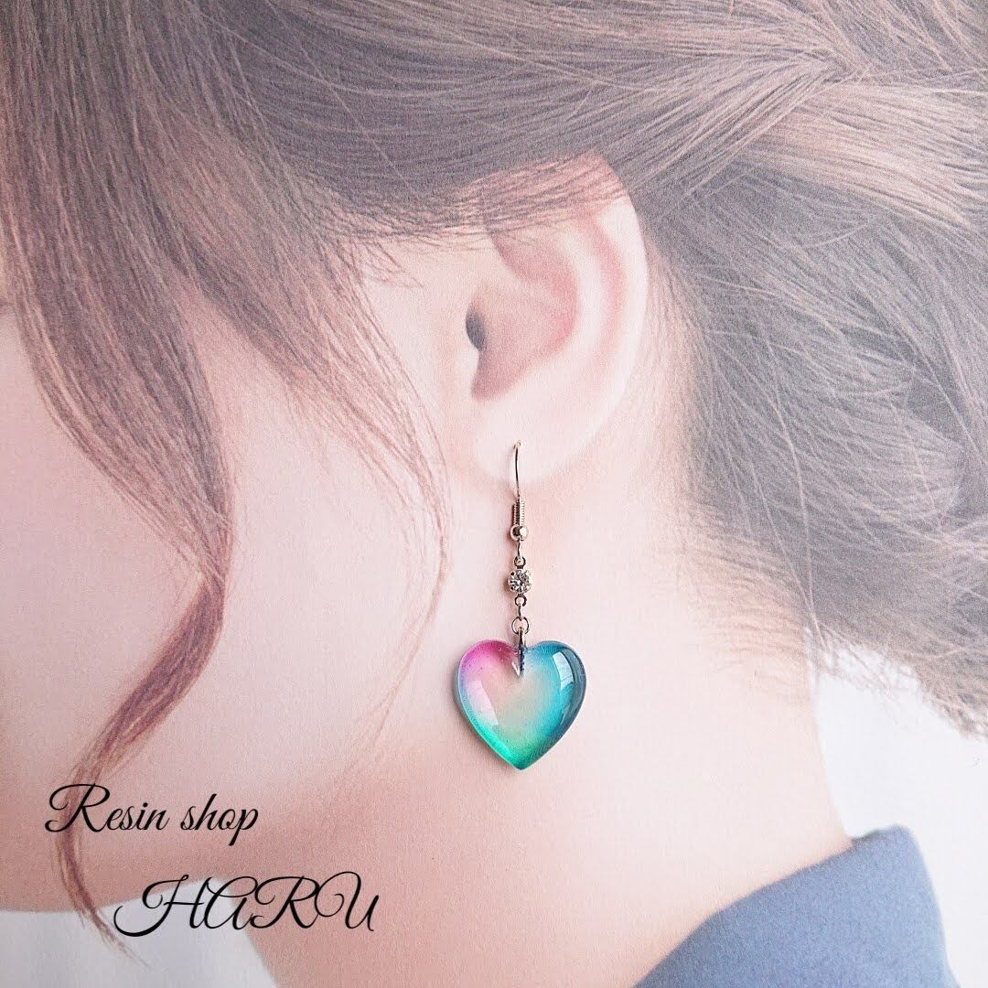 しゅわしゅわブルードロップ イヤリング変更可能 ゴールド金具 ピアス