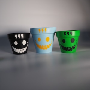 【 dark side Smile pot series】3セット　水色　黒　緑