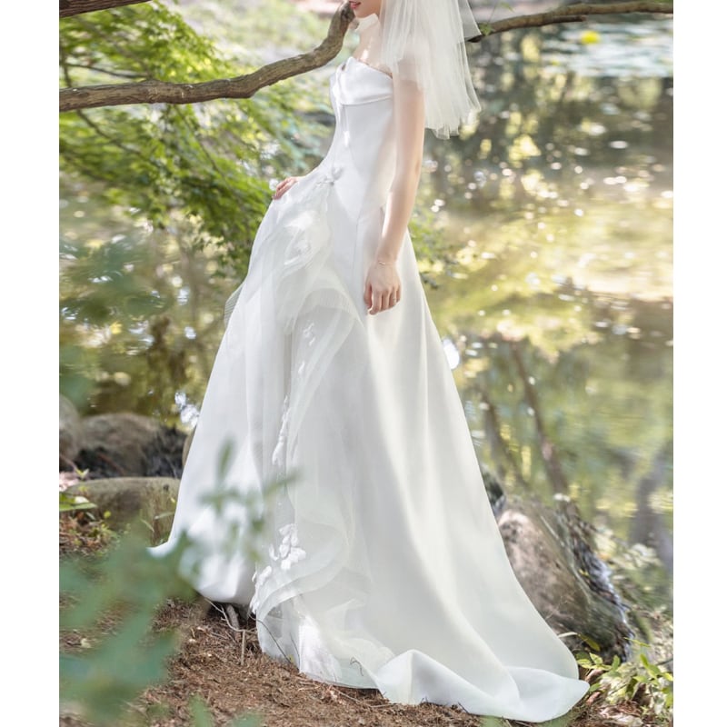 センターフリルスリットAラインドレス(W127) | for me