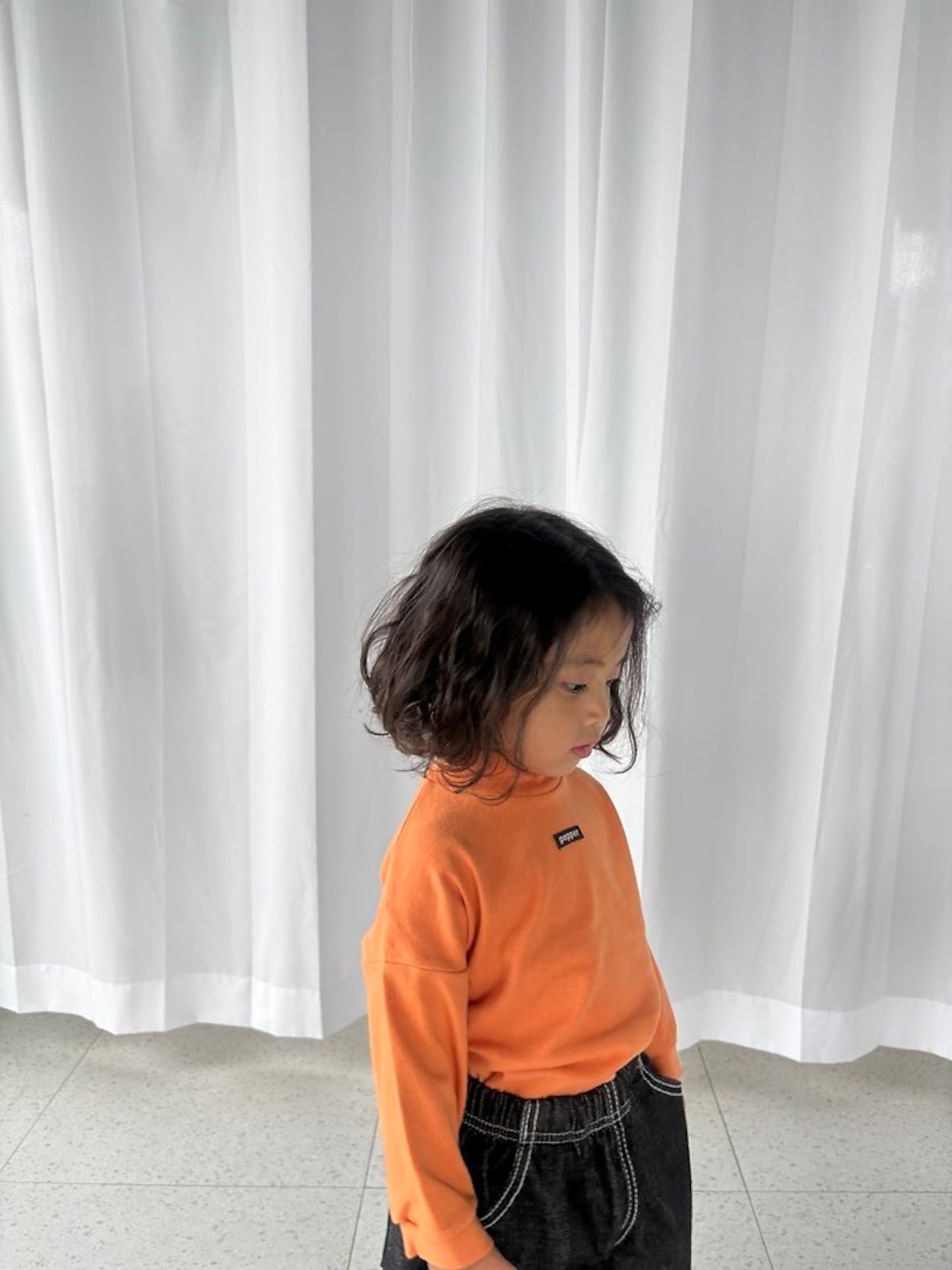 韓国子供服 / PEPPER / 26Autumn / みかんカラー ハイネックTシャツ / 秋服 *XS~XL *