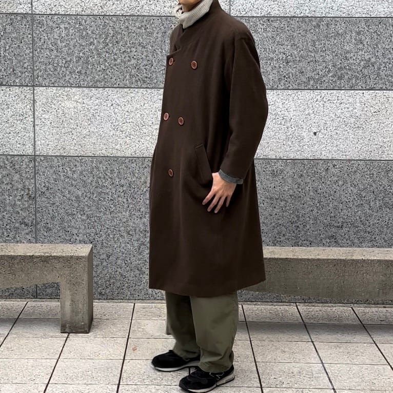 80s “ISSEY MIYAKE” 筆タグ asymmetry brown long coat 80年代イッセイ