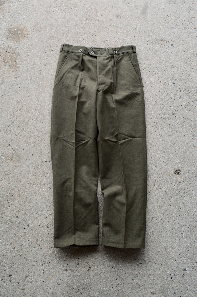 Bergian Army ABL 1968's PVBA BEGETEX社 HeavWool Gabardine Slacks Dead Stock Wool Trouser ベルギー軍 ウールスラックス ダークオリーブ