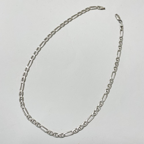 Old 925 Silver Figaro Chain Long Necklace Made In Italy