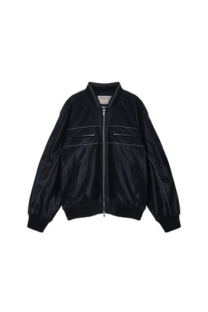 [Matin Kim] LEATHER BASEBALL JUMPER FOR MEN IN DARK NAVY 正規品 韓国ブランド 韓国通販 韓国代行 韓国ファッション マーティンキム matinkim 日本 店舗