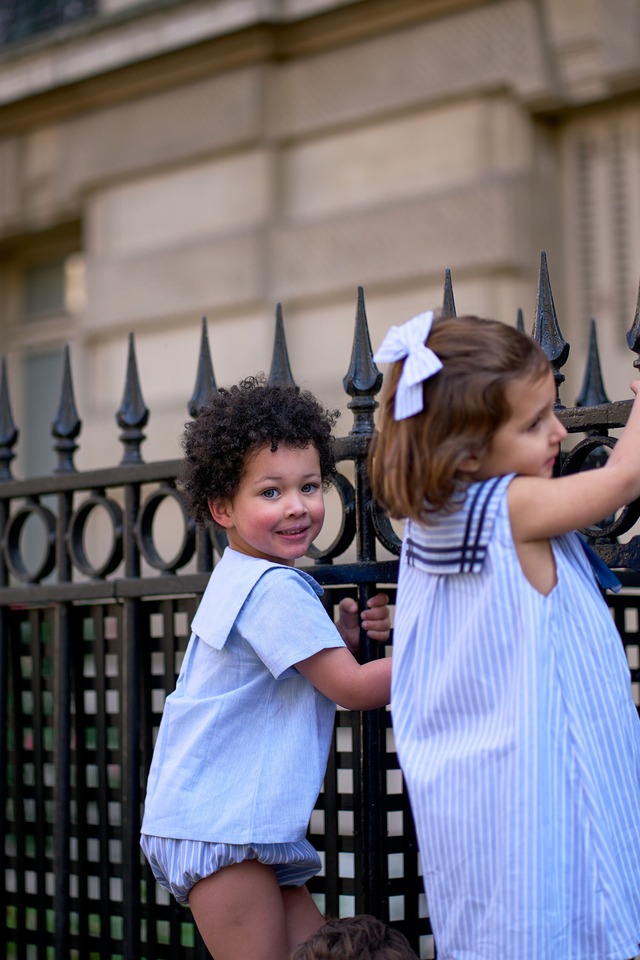 ご予約【MaisonMarelle】送料無料Dress LUCO - ice blue stripes