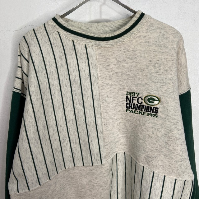 90s パッカーズ NFL クレイジーパターンスウェット 優勝記念 ロゴ L