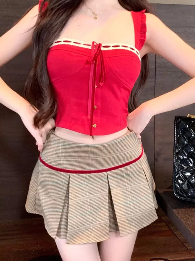 原宿 2000 年代美的衣装スカート 2 点セット ギャル オフショルダー